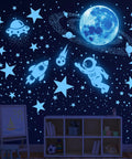 Glow In The Dark Stars And Planets Wall Sticker Set With 531 Pieces For Kids Room Decor Galaxy Theme Spacecraft Astronaut Rocket