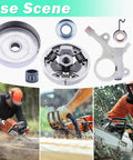 Stihl MS271 MS291 Chainsaw Clutch Drum And Oil Pump Kit parts and usage scenes with chainsaw in action