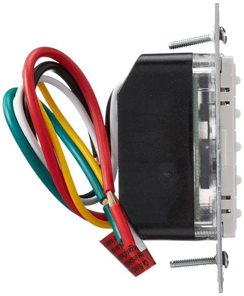 Side view of Decora 1800W Countdown Timer Switch with wires exposed, compatible with lights, fans, heaters, 20A resistive inductive.