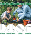Six Inch Landscape Staples Set Of Fifty Durable 11 Gauge Garden Stakes For Plant Support And Weed Barrier Fabric Hot Dip Galvanized SOD Pins For Heavy Duty Outdoor DIY Yard Work And Decoration, with user installing in garden.