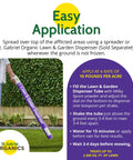 Easy application instructions for Milky Spore Powder 10oz natural grub killer for lawns using Bacillus popilliae spores.