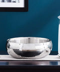Heavy Duty Double Wall Insulated Stainless Steel Serving Bowl With Hella Sharp Hammered Finish 11.5 inch suitable for salads and pasta.