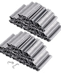 Built Tough Type M Hog Ring Clips And M Nails 3000 Pcs Zinc Plated Aluminum Upholstery Staples arranged in stacks.