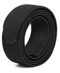 Black Buckleless Elastic Belt For Men And Women, One And Three Eighths Inch Adventure Stretch Nylon Web Belt With Hook And Loop Closure, No Metal, No Scratch, Lightweight And Comfortable For Everyday Jeans And Cargo Pants, Large, rolled view