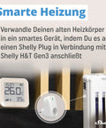 Gen3 White Smart WiFi And Bluetooth Temperature And Humidity Sensor With Quick Response, Low Power Draw, Type C USB, E Paper Display, Your Home Automation Sidekick For Real Time Indoor Climate Tracking, shown with radiator