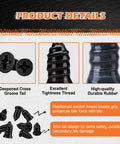 Product details of Quick Fix Tire Plug Repair Kit With 100 Self Service Screws including grooves and rubber material.