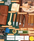 All In One Wood Carving Set For Beginners 32 Piece Toolkit With Whittling Knives Detail Knives Templates Basswood Blocks