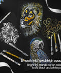 Bold White Gel Pens 0.6mm Fine Point 3 Pack for artists sketching opaque white ink illustrations on black paper
