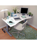 Modern office desk setup with Six Outlet Surge Protector Power Strip With Six Foot Cord 990 Joules Dual USB Charging 2A