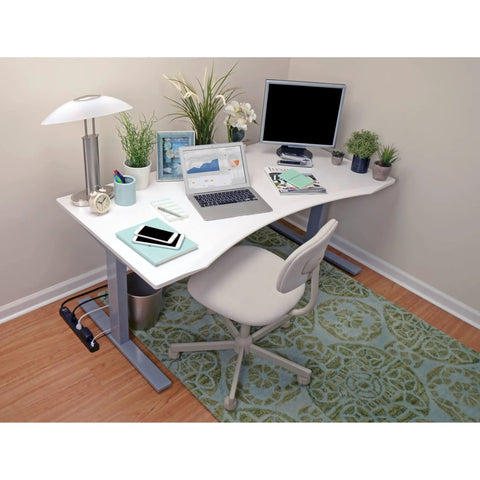 Modern office desk setup with Six Outlet Surge Protector Power Strip With Six Foot Cord 990 Joules Dual USB Charging 2A