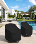 Beefy All Weather Swivel Patio Chair Covers 2 Pack Waterproof Outdoor Furniture Covers For Rain Snow And Sun Protection, Fits 30 W X 34 D X 38.5 H Inch Swivel Chairs, Black