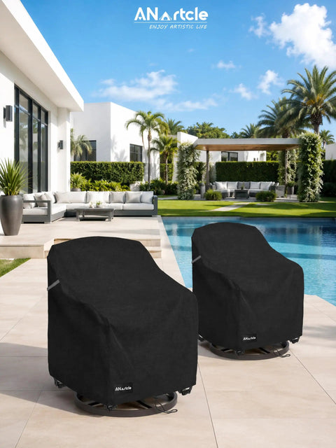 Beefy All Weather Swivel Patio Chair Covers 2 Pack Waterproof Outdoor Furniture Covers For Rain Snow And Sun Protection, Fits 30 W X 34 D X 38.5 H Inch Swivel Chairs, Black