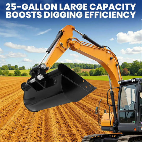 20 Inch No Teeth Flat Backhoe Bucket For Mini Excavator With 2 Pins, Smooth Edge For Ditch Cleaning And Slope Leveling, field