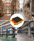 Beefy Heavy Duty Machinery Moving Skates With Non Slip Cap 13,200 Lbs Capacity shown in industrial warehouse setting