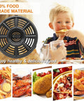 8.2 Inch Nonstick Grill Pan Replacement Tray for Ninja Air Fryers, image with diverse meals and a child eating