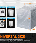 2-Pack Washer And Dryer Covers for Top-Load and Front-Load Machines, silver waterproof shield, dimensions 29x28x43 inches.