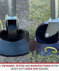 Improved Unbreakable Wheel Dock With Rope Handle For Trailers, Beefed Up Heavy Duty Wheel Stabilizer Keeps Tongue Wheel Steady