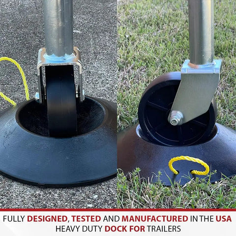 Improved Unbreakable Wheel Dock With Rope Handle For Trailers, Beefed Up Heavy Duty Wheel Stabilizer Keeps Tongue Wheel Steady