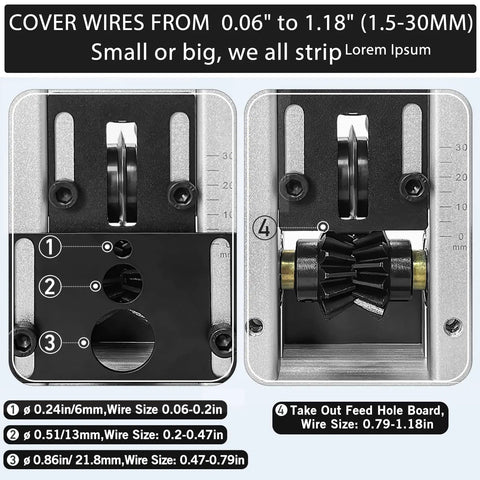 Automatic Wire Stripping Tool For Copper Wires 0.06 To 1.18 Inch Capacity With Aluminum Frame and 65Mn Blade details