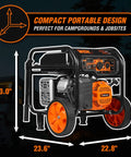 Side view of 5600 Starting Watts Portable Generator With Electric Start And 224cc Engine, Transfer Switch Ready And RV Compatible.