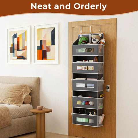 Top Shelf 2 Pack 5 Tier Over The Door Organizer For Bathroom Bedroom And Pantry Storage In Grey With Heavy Duty Tear Resistant Fabric Pockets For Tiny Spaces And Zero Drama Hanging