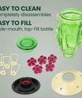 Cactus Top Fill Glass Hummingbird Feeder With Built In Bee Guards And Removable Perches 32 Ounce Nectar Capacity components displayed