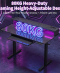 Level Up Your Gaming Space With This Electric Standing Desk That Offers Smooth Height Adjustment Customizable Rgb Lighting And Fast Usb Charging For Cool Setups - 80KG heavy-duty gaming desk with carbon fiber top and RGB lighting.