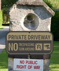 Ashoaza private driveway sign, aluminum, 12x6 inches, brown and tan, no trespassing and no turnaround (2-pack)