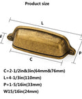 10 Pack Vintage 3 Inch Center To Center Antique Brass Cabinet Cup Pulls with size details for kitchen cabinets