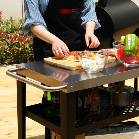 Rolling Dining Table With Trash Bag Holder For Outdoor Patio And BBQ Stainless Steel 34 Inch By 20 Inch Cart Food Prep Station
