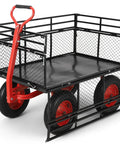 Heavy Duty 1400 Lb Steel Garden Dump Cart With Removable Mesh Panels 2 In 1 Handle 16 Inch All Terrain Wheels shown