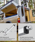 12V Beefed Up Heavy Duty Linear Actuator 225 Lbs 1000 N 6 Inch Silent IP65 With Brackets shown next to RV with pop-up roof.