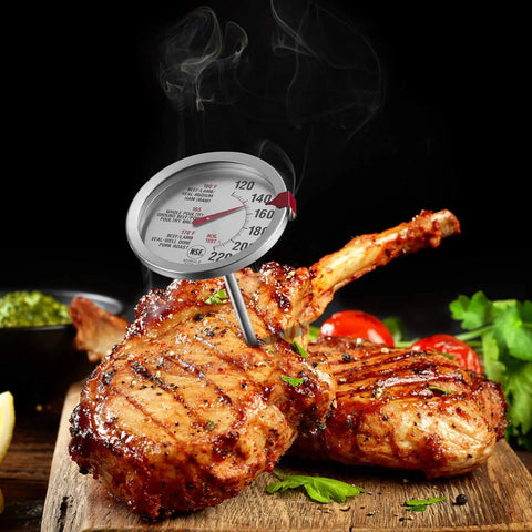 Go To All Purpose Meat Thermometer For Oven And Bbq With Large Two Point Five Inch Dial Stainless Steel Stem And Housing Oven Safe Design