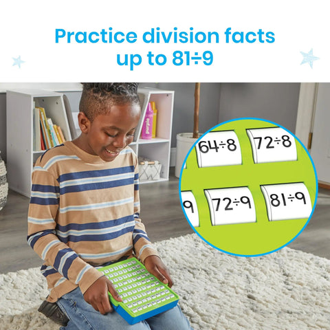 Child using Division Practice Board With Self-Checking Dials For Kids, Game-Like Math Facts Games in a classroom setting.