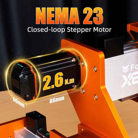 NEMA 23 closed-loop stepper motor on XE-Ultra Core Desktop CNC Router System With 17x17 Inch Active Area for precision milling.