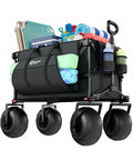 All-Terrain Beach Wagon with 9-Inch Inflatable Balloon Wheels, 330 Lb Capacity, loaded with beach gear