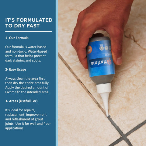 User applying Premixed Fast Dry Gray Silicone Tile Repair Kit With Caulk Filler And Sealer for cracked tile repair demonstration