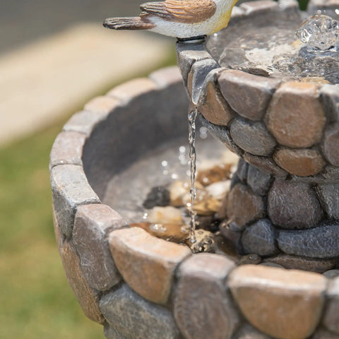Two Tier Stone Like Outdoor Water Fountain With Birds Bird Bath Waterfall Decor Freestanding Garden Yard Patio Porch