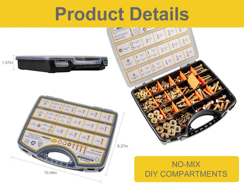 Heavy Duty Flange Bolt Kit 528Pcs M5 M6 M8 M10 8.8 Pro Grade With Nuts And Washers Yellow Zinc Plating Durable Storage Case