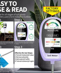 2 In 1 Soil Moisture And PH Meter Tester For Plants And Lawn Garden And Farm Indoor Outdoor Use Dual Screen Soil Tester With Accurate Readouts Say Goodbye To Guesswork Watering Grape Purple, shown in use