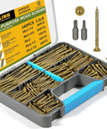 Top Tier 340 Piece Wood Fastener Bundle For Decks Fences Patios And Interior Exterior Applications includes assorted bugle head screws.