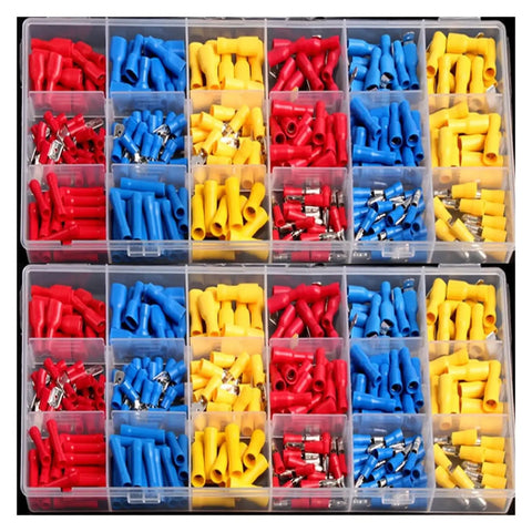 Top Shred 300 Piece Electrical Crimp Terminals Insulated Spade Wire Connectors Kits In Box Perfect For All Your DIY Wiring Jobs And Auto Repairs Without The Brand Name Bloat, assorted red blue yellow terminals