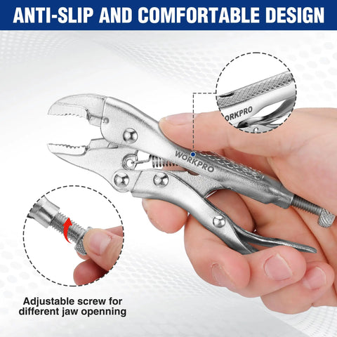 Mini 4 Inch Curved Jaw Locking Pliers With Wire Cutter Chrome Vanadium Steel Vise Grips for Clamping Twisting Welding Adjustments