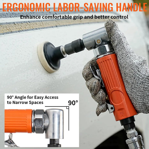 Right Angle Mini Air Die Grinder Kit, 90 Degree Pneumatic Sander, 20,000 RPM used for polishing with ergonomic handle