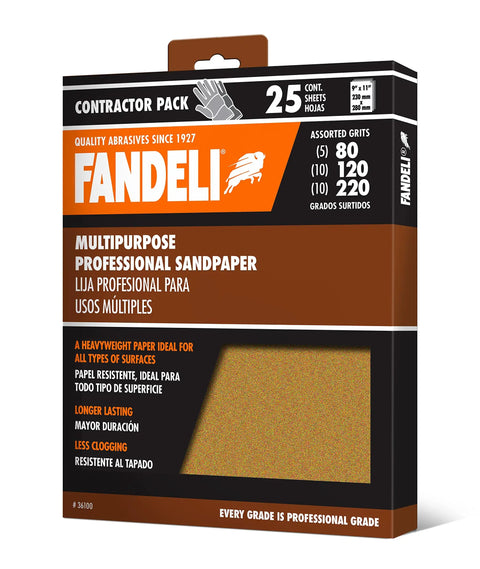 Box of All Purpose Sandpaper Set With 80 120 220 Grits 25 Sheets Of 9x11 Inches Cut To Fit Metal And Wood Perfect For Hand Sanding