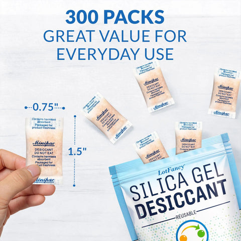 Three Hundred Super Handy Color Indicating Silica Gel Desiccant Packets Half Gram Each Packed In Resealable Ziplock Bag Ideal For Spice Jars Vitamin Bottles Seed Envelopes To Keep Stuff Fresh And Dry