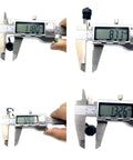 Measuring tool showing dimensions of Five Piece M12 Connector Dust Covers For Female Sockets Protective Caps Black Plastic Kit