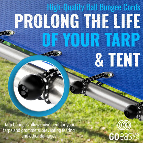 50 Pack 6 Inch Ball Bungee Cords With Elastic String For Canopy Tarp Tent Poles And Wires Heavy Duty UV Resistant Ball Tie Downs