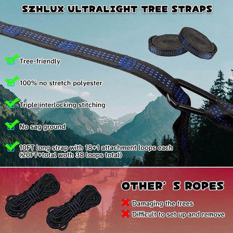 Tree Hammock Straps Set Of 2 10 Feet Long With 38 Loops And 2 Carabiners No Fuss Heavy Duty Hammock Suspension Straps, mountain backdrop