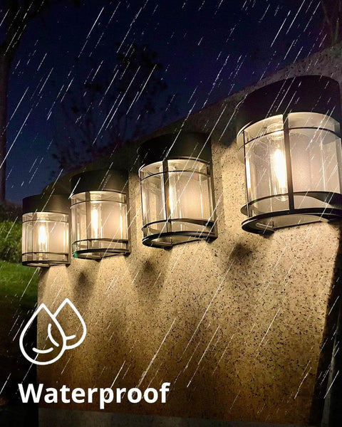 8 Pack Solar Fence Lights Outdoor Waterproof Weatherproof Garden Fence Post Lights For Steps Stair And Backyard